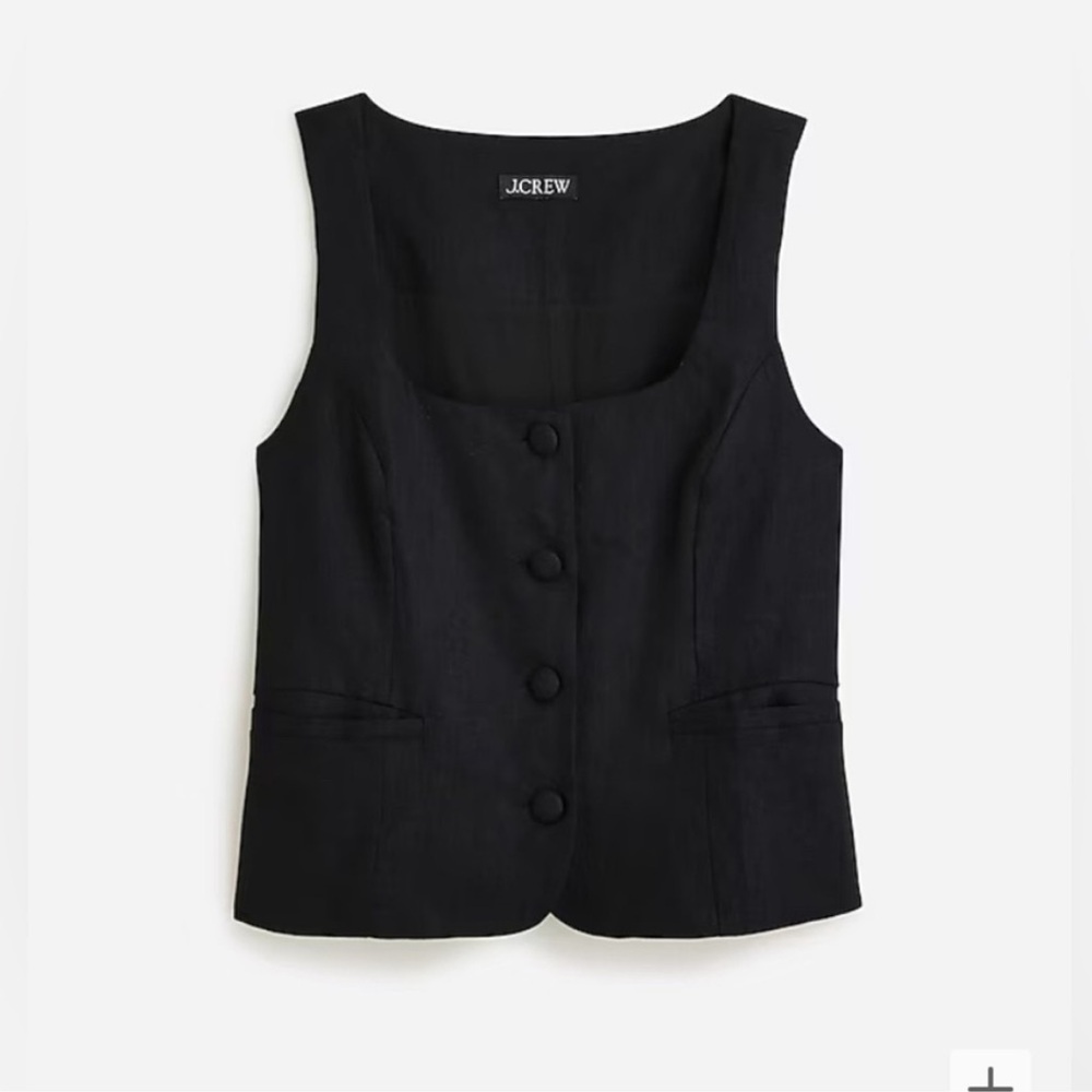 J.Crew Scoopneck linen-blend vest in black size 4